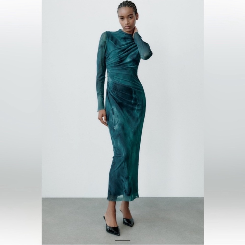 Zara print dress with tulle